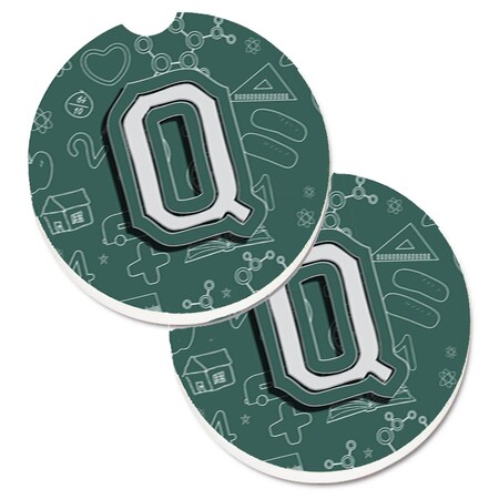 Carolines Treasures Letter Q Back to School Initial Cup Holder Car Coaster, PK2 CJ2010-QCARC